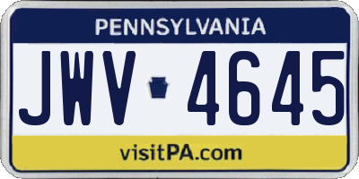 PA license plate JWV4645