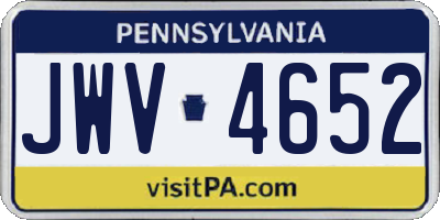 PA license plate JWV4652