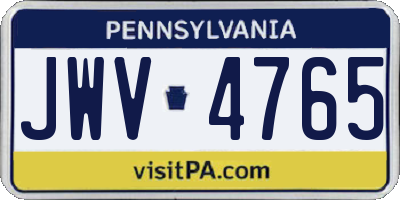 PA license plate JWV4765