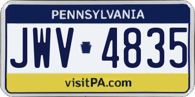PA license plate JWV4835