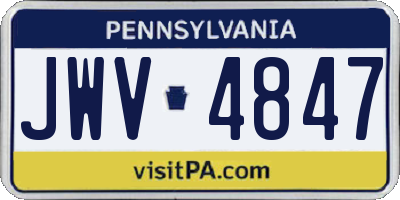 PA license plate JWV4847