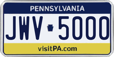 PA license plate JWV5000