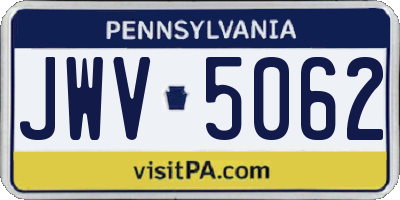 PA license plate JWV5062