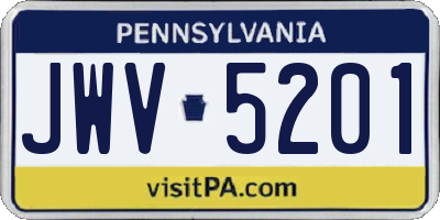 PA license plate JWV5201