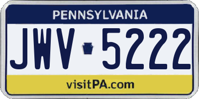 PA license plate JWV5222