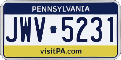PA license plate JWV5231