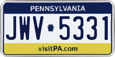 PA license plate JWV5331