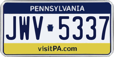 PA license plate JWV5337