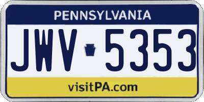 PA license plate JWV5353