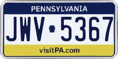 PA license plate JWV5367