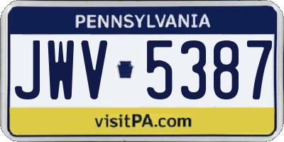 PA license plate JWV5387