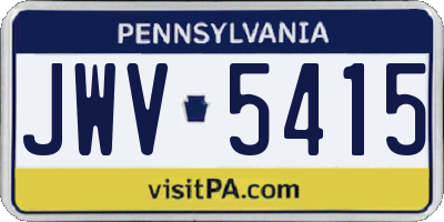 PA license plate JWV5415
