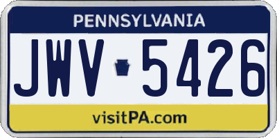 PA license plate JWV5426