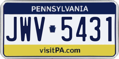 PA license plate JWV5431