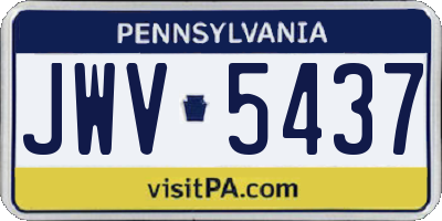 PA license plate JWV5437