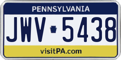PA license plate JWV5438