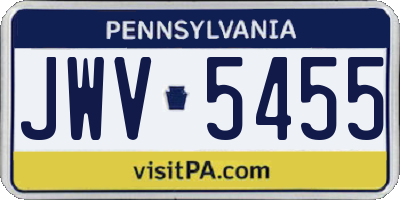 PA license plate JWV5455