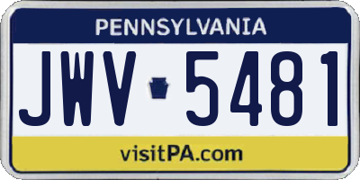 PA license plate JWV5481