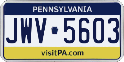 PA license plate JWV5603