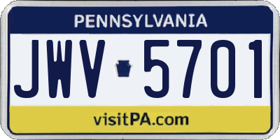 PA license plate JWV5701