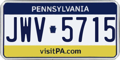 PA license plate JWV5715