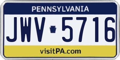 PA license plate JWV5716