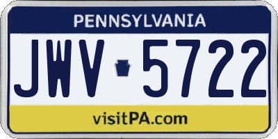 PA license plate JWV5722