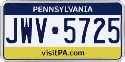 PA license plate JWV5725