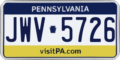 PA license plate JWV5726