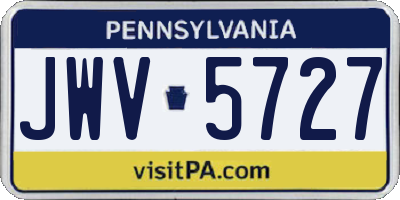 PA license plate JWV5727
