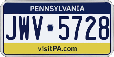 PA license plate JWV5728