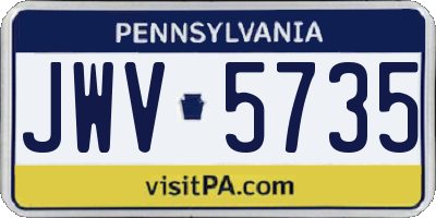 PA license plate JWV5735