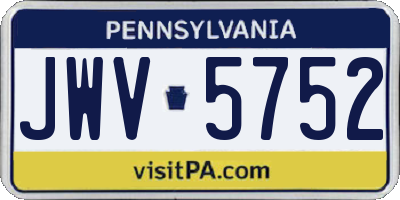 PA license plate JWV5752