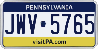 PA license plate JWV5765