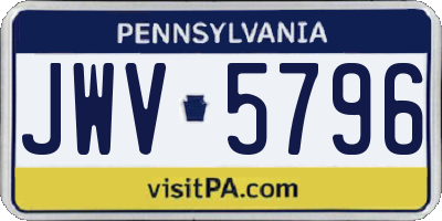 PA license plate JWV5796