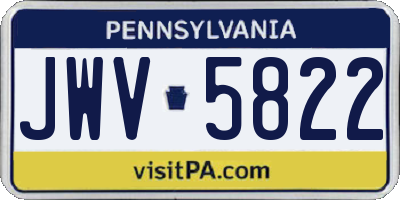 PA license plate JWV5822