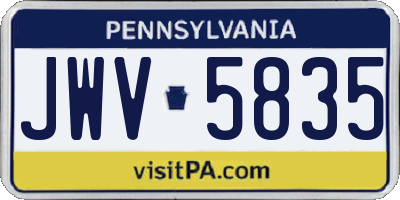 PA license plate JWV5835