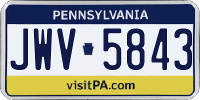 PA license plate JWV5843