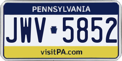 PA license plate JWV5852