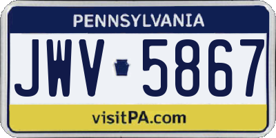 PA license plate JWV5867