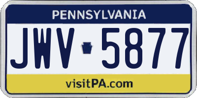 PA license plate JWV5877
