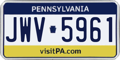 PA license plate JWV5961