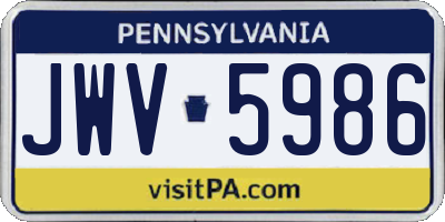 PA license plate JWV5986