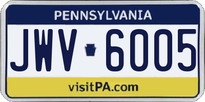 PA license plate JWV6005