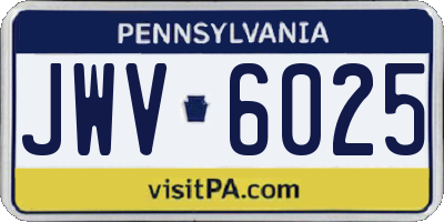PA license plate JWV6025