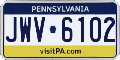 PA license plate JWV6102