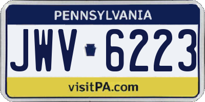 PA license plate JWV6223