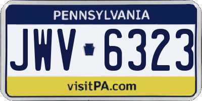 PA license plate JWV6323