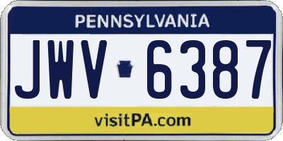 PA license plate JWV6387