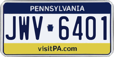 PA license plate JWV6401
